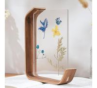 WAZUBC Wood Herbarium Plant Frame, Acrylic Wooden Herbarium Display Frame for Pressed Flowers Dried Leaf Display Desktop Table Wall Decoration, Double Sided Acrylic (18 * 13cm, Black Walnut)