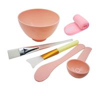 WAZXIQN Face Mask Mixing Bowl Set, DIY Silicone Facemask Mixing Tool Kit, Include Facial Mask Mixing Bowl Stick Spatula Silicone Cream Mask Brushes and Makeup Headband, 6PCS Pink