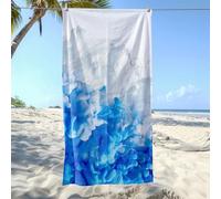 Wazylphin Beach Towel Abstract Blue White Travel Bath Towel Microfibre Lightweight Bathroom Large Beach Towels For Adults Sand Free Bath Sheets Quick Dry For Swimming Pool Holiday Gym Sport 200x220cm
