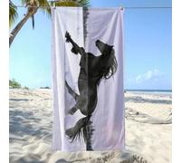 Wazylphin Beach Towel Black Horse Travel Bath Towel Microfibre Lightweight Bathroom Beach Towels For Adults Sand Free Bath Sheets Quick Dry For Swimming Pool Holiday Gym Sport 80x160cm