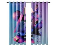 Wazylphin Blackout Eyelet Curtains Purple Blue Geometry Thermal Blackout Curtains for Bedroom Living Room Black Out Curtain Reduce Noise Eyelet Curtins Durable Polyester Thick Window Curtain 2x75x166