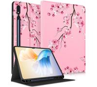 Wazzasoft Case for Samsung Galaxy Tab S8/S9 Ultra 14.6 Inch 2022/2023 - Folio Cover with Pencil Holder - Cute Girly Floral Flower Kawaii Pretty Tablet Cases