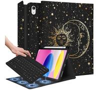 Wazzasoft for iPad 10th Generation Case with Keyboard - for iPad A16 Cases Pencil Holder 10.9 Inch Cover Women Girls Cute Girly Sun and Moon Unique Design Funda for Apple Tablet 10th/11th gen