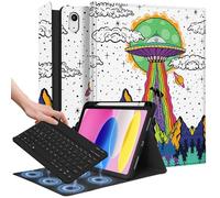 Wazzasoft for iPad 10th Generation Case with Keyboard - for iPad A16 Cases Pencil Holder 10.9 Inch Cover Men Boys Cute Cool Fun Alien Unique Design Funda for Apple Tablet 10th/11th gen