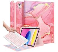 Wazzasoft for iPad 10th Generation Case with Keyboard - for iPad A16 Cases Pencil Holder 10.9 Inch Cover Women Girls Cute Girly Marble Unique Design Funda for Apple Tablet 10th/11th gen