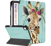 Wazzasoft for iPad A16 Case 2025 - for iPad 10th Generation Case Cute Women Girls Teens Giraffe Design Unique Cool with Pencil Holder Auto Sleep/Wake Tablet Cover for Apple 11/10 10.9 Inch