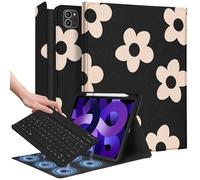 Wazzasoft for iPad Air 11 inch Case 2024, Air 5th/4th Generation 10.9, Pro 11'' Case with Keyboard Pencil Holder Folio Tablet Cover Women Girls Cute Floral Flower for iPad Air 11 2024 (M2), Pro 11