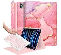 Wazzasoft for iPad Air 13 inch Case 2024 M2, for iPad Pro 12.9'' Case with Keyboard Pencil Holder Folio Tablet Cover Women Girls Cute Kawaii Flower Art for Apple Air 11, Pro 12.9