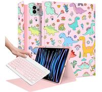 Wazzasoft for iPad Air 13 inch Case 2024 M2, for iPad Pro 12.9'' Case with Keyboard Pencil Holder Folio Tablet Cover Women Girl Cute Teen Kawaii Dino for Apple Air 11, Pro 12.9