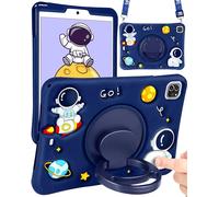 Wazzasoft for iPad Air 5th/4th Generation Case/Pro 11 Case Boys Cute Astronaut Cover Kawaii 3D Cartoon Spacemen with Rotating Handle Stand+Strap Silicone Funda for Apple iPad Air Cases 5/4 Gen, Pro 11