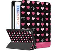 Wazzasoft for iPad Mini 4/5 Case, for iPad Mini 5th/4th Generation Cases Girls Women Cute Folio Cover Kids Girly Love Heart Aesthetic Unique with Pencil Holder for Apple iPad 5/4 Mini Case 7.9 Inch