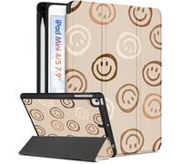 Wazzasoft for iPad Mini 4/5 Case, for iPad Mini 5th/4th Generation Cases Women Cute Kids Girls Folio Cover Girly Smile Kawaii Teens Unique with Pencil Holder for Apple iPad 5/4 Mini Case 7.9 Inch