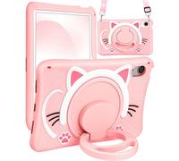 Wazzasoft for iPad mini 7 A17 Pro 2024, for iPad mini 6 Case 8.3 Inch Girls Cute Cat Kawaii Cover Girly Women Kitten with Rotating Stand & Strap Soft Silicone Funda for iPad mini 7th/6th Gen Cases