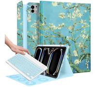 Wazzasoft for iPad Pro 11 inch Case 2024 M4 with Keyboard - Pencil Holder Folio Tablet Cover Women Girls Cute Sun and Moon Unique Design for Apple Pro 11 A2925 A2926 A3007