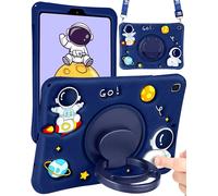 Wazzasoft for Samsung Galaxy Tab A7 Lite 8.7” Case Boys Cute Astronaut Cover Kawaii 3D Cartoon Spacemen Girls Cool with Rotating Handle Stand + Strap Soft Silicone Funda for Galaxy A7 Lite Table Cases