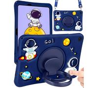 Wazzasoft for Samsung Galaxy Tab A9 Plus Case 11” Boys Cute Astronaut Cover Kawaii Cartoon Spacemen Fun Cool with Rotating Handle Stand+Strap Silicone Funda for Samsung A9 Plus Tablet Case