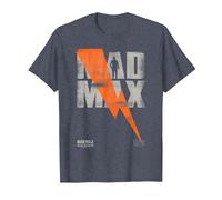WB 100: Mad Max The Road Warrior Lightning Bolt T-Shirt, Men, Heather Blue, Medium