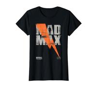 WB 100: Mad Max The Road Warrior Lightning Bolt T-Shirt, Women, Black, Medium