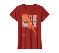 WB 100: Mad Max The Road Warrior Lightning Bolt T-Shirt, Women, Cranberry Red, Medium