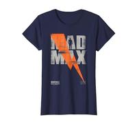 WB 100: Mad Max The Road Warrior Lightning Bolt T-Shirt, Women, Navy Blue, X-Small