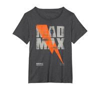 WB 100: Mad Max The Road Warrior Lightning Bolt T-Shirt, Women's Plus, Dark Heather Grey, 1X