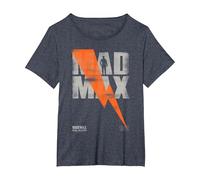 WB 100: Mad Max The Road Warrior Lightning Bolt T-Shirt, Women's Plus, Heather Blue, 2X