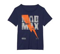 WB 100: Mad Max The Road Warrior Lightning Bolt T-Shirt, Women's Plus, Navy Blue, 2X