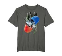 WB 100: The Matrix Red or Blue Pill T-Shirt, Men's Big and Tall, Asphalt Grey, 4X Tall