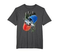 WB 100: The Matrix Red or Blue Pill T-Shirt, Men's Big and Tall, Dark Heather Grey, 4X Tall