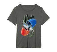WB 100: The Matrix Red or Blue Pill T-Shirt, Women's Plus, Asphalt Grey, 4X