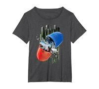 WB 100: The Matrix Red or Blue Pill T-Shirt, Women's Plus, Dark Heather Grey, 2X