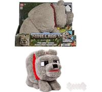 Mattel Minecraft Dennis the Wolf Plush Toy with Feeding Action & Sound, Food Mode Stuffed Animal Inspired by A Minecraft Movie, JDW26