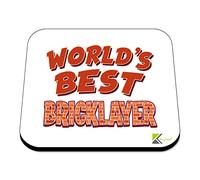 WB043 Funny Bricklayer Coaster - 'World's Best Bricklayer' - Gifts for Dad, Him, Colleagues - Novelty Wooden Drink Mat - Fathers Day, Birthday & Builder Present