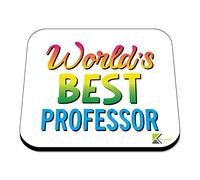 WB094 World's Best Professor MDF Wooden Coaster by Kruzroyal | Gift for Professor| Unique Novelty Present | 9cm x 9cm | Coffee Tea MDF Wooden Coaster