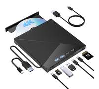 Wbacon 7 IN 1 External Blu Ray Drive, 4k Blu Ray Burner with USB 3.0 Type-C