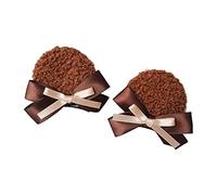 WBANGIAO 1 Pair Handmade Faux Round Bear Ears Hair Clip Sweet Bowknot Animal Hairpins Anime Cosplay Barrettes, Chocolate