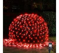 WBao Christmas Net Lights, 360LED 11.5ft x 6.9ft Christmas Lights with 8 Modes, Timer, End to End Connectable, Waterproof Design for Lawn, Bushes, Trees Outdoor Xmas Decorations, Red