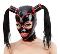 WBAODAN Adult Latex Hood Mask Latex Headdress with Back Zipper for Halloween Party Club Wear Costumes Ball Cosplay(Size:XXL-65CM)