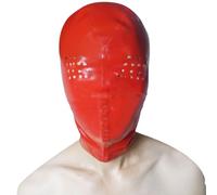 WBAODAN Adult Rubber Mask Latex Hood with Red Zipper for Halloween Party Costume Role Playing Handmade(Size:XL-70CM,Color:Black)