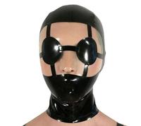 WBAODAN Back Zipper Solid Black Latex Mask Adult Rubber Mask for Halloween Party Role Play Costumes with Breathing Port(Size:XL-70CM)