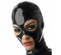 WBAODAN Black Full Face Latex Mask Handmade Fetish SM for Party Halloween Costume Rubber Head Cover(Size:XXL-65CM)