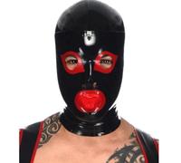 WBAODAN Black Latex Hood Mask with Zipper Rubber Head Cover Sexy Halloween Cosplay Role Play Accessories(Size:S-53CM)