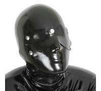 WBAODAN Black Latex Hood with Back Zipper Rubber Mask for Sexy Cosplay Couples Unisex Club Costume(Size:XXL-65CM)