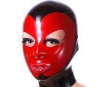 WBAODAN Halloween Party Sexy Latex Hood Latex Mask with Zipper Role Play Cosplay Revealing Eyes and Mouth(Size:M-57CM)