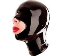 WBAODAN Latex Clothing Hood Mask Back Zipper Cosplay Costume Clubwear Party Mask for Women Men(Size:XS-48.5CM)