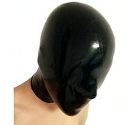 WBAODAN Latex Clothing Rubber Hood Mask for Sexy Cosplay Couples Carnaval Halloween Novelty Club Costume(Size:L-68CM)