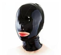 WBAODAN Latex Hood Mask Rubbe Face Head Cover Handmade for Novelty Latex Club Cosplay Costumes(Size:L-60CM)