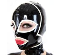 WBAODAN Latex Hood Mask Unisex Costume Hood Handmade Back Zipper for Cosplay Party Club Wear Role Play(Size:XXL-65CM)