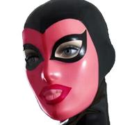 WBAODAN Sexy Latex Hood Adult Latex Mask Suitable For Halloween Party Role Play Pink Rubber Hood With Exposed Eyes And Mouth(Size:XXL-73CM)