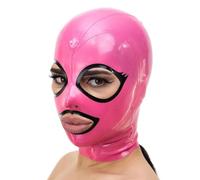 WBAODAN Sexy Latex Hood Adult Latex Mask Suitable For Halloween Party Role Play Pink Rubber Hood With Exposed Eyes And Mouth(Size:M-65CM)